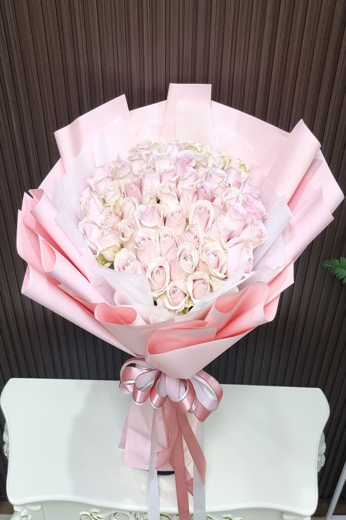 ดอกกุหลาบชมพู60ดอก