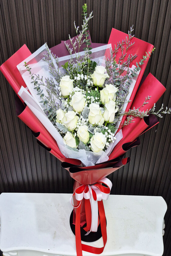 ดอกกุหลาบขาว11ดอก