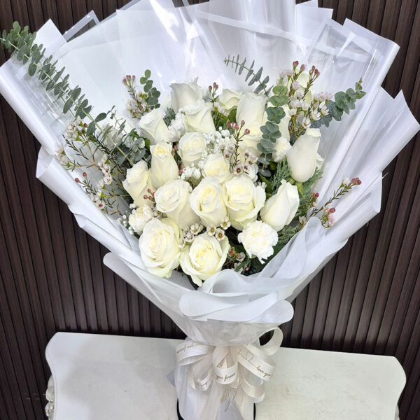 ช่อดอกกุหลาบขาว20ดอก