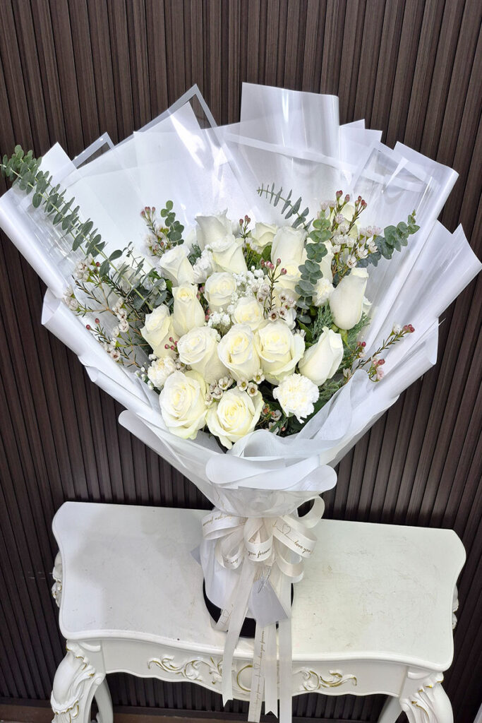 ช่อดอกกุหลาบขาว20ดอก