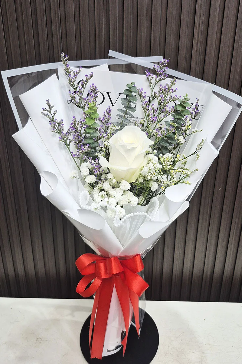 ช่อดอกกุหลาบขาวดอกเดียว ดอกกุหลาบขาว-VR1040 - Image 1