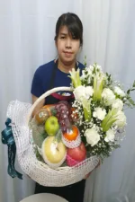 กระเช้าผลไม้ดอกไม้สด-FB1003 - Image 3