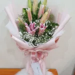 ช่อดอกลิลลี่ชมพู8ดอก