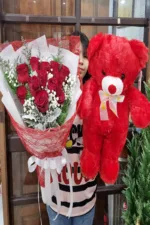 ช่อดอกไม้กับตุ๊กตาหมี-TR1003 - Image 2