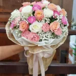 ช่อดอกไม้สด สีชมพู