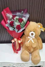 ช่อดอกไม้กับตุ๊กตาหมี-TR1004 - Image 3