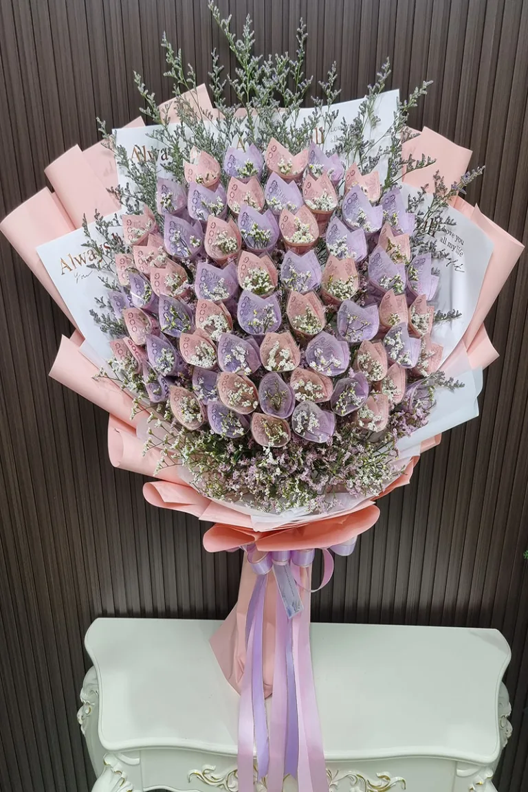 ช่อแบงค์ม้วนดอก60ใบ