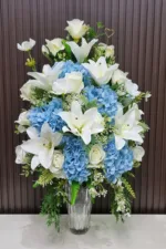 แจกันดอกไม้ประดิษฐ์สีฟ้าขาว-AL1013 - Image 2