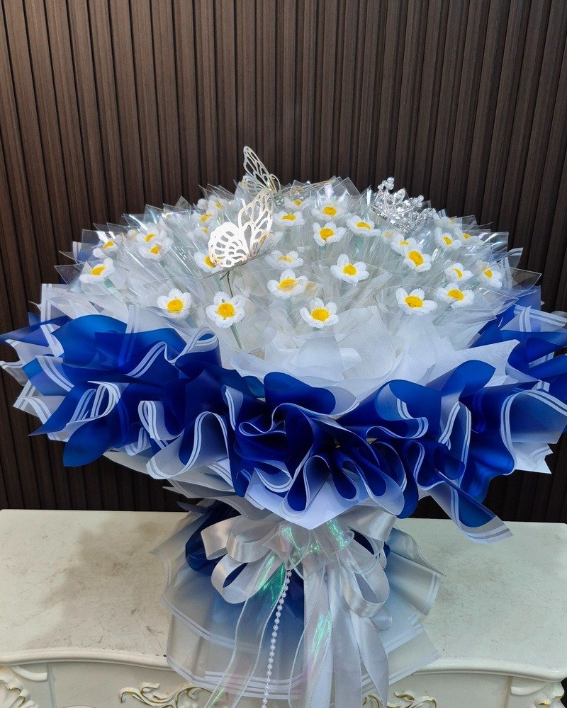 ช่อเจ้าหญิงสีน้ำเงิน ช่อเปล่าใส่แบงค์เอง 50 ใบ
