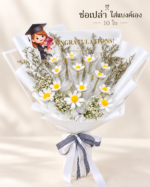 ช่อแบงค์ม้วนสีขาว ดอกเดซี่ลวดกำมะหยี่ DIY-MR-1001