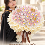 ช่อเจ้าหญิงสีครีม 50 ใบ ภาพปกบัณฑิตถือช่อ