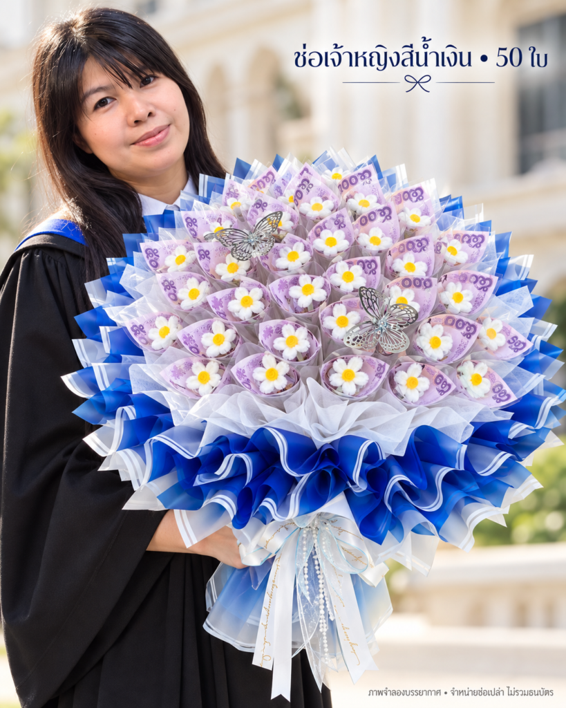 ช่อเจ้าหญิงสีน้ำเงิน 50 ใบ ภาพประกอบสินค้า 3