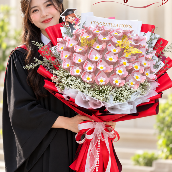 ช่อทรงสูงสีแดง ดอกลวดกำมะหยี่ DIY-TH-1001