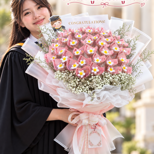 ช่อทรงสูงสีชมพูหวาน DIY-TH-1003
