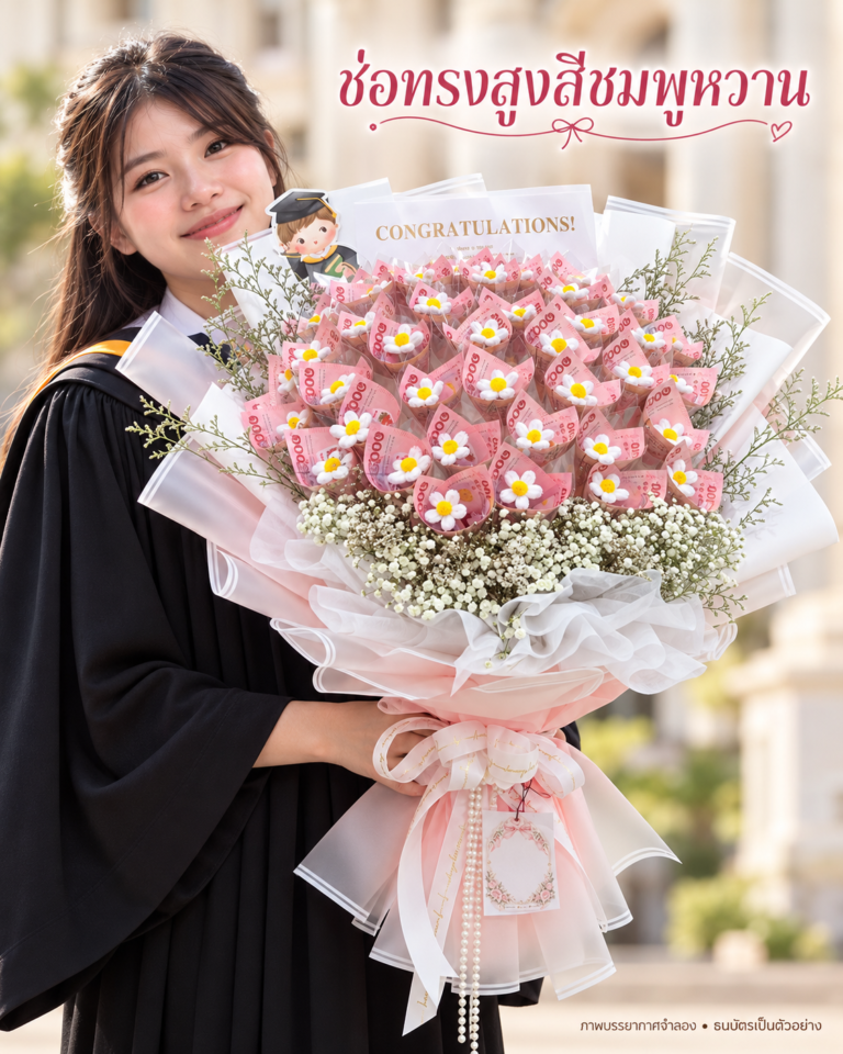 ช่อทรงสูงสีชมพูหวาน DIY-TH-1003