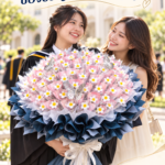 ภาพจำลองบรรยากาศรับปริญญา ช่อสีกรม 100 ใบ หลังใส่ธนบัตร